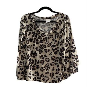 By Together Women’s Boutique Animal Print Cowl Neck Pullover Blouse
